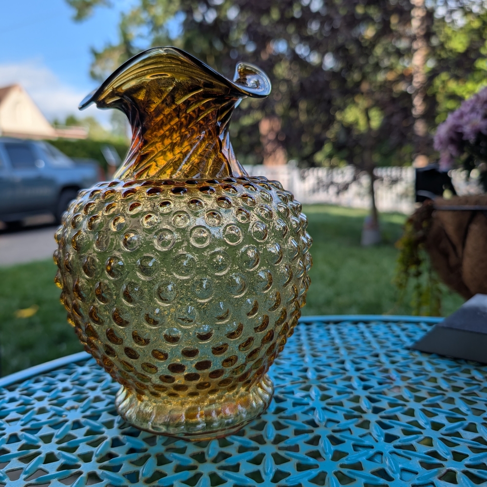 Vintage Style Amber Glass Vase